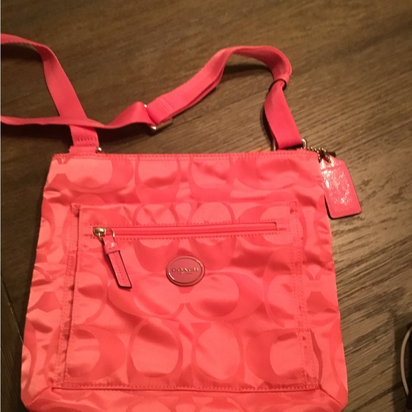 Coach Pink Crossbody Bag with Signature Pattern - Picture 1 of 6